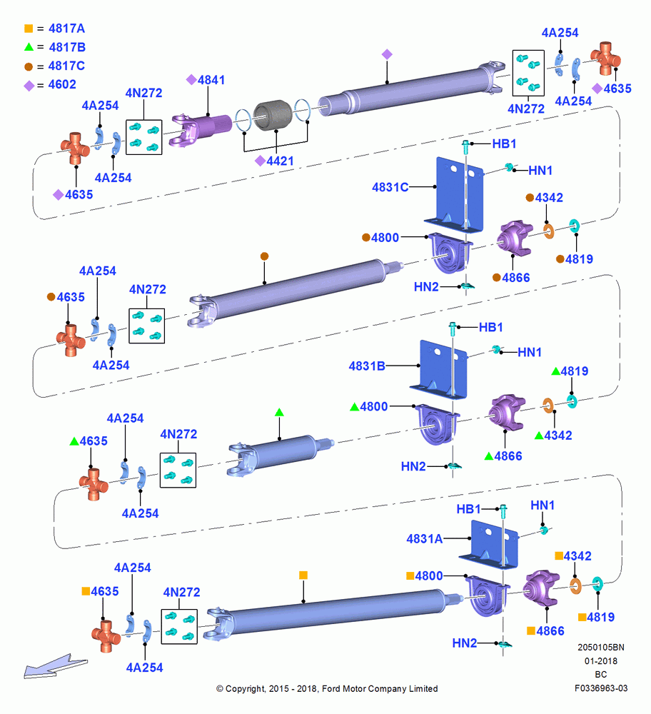 05BN - Drive Shaft - Rear Axle Drive, Crew Cab, 230 Wheelbase, 236 Wheelbase, 248 Wheelbase, 254 Wheelbase, Driveshaft Upgrade; 13/JUL/2015