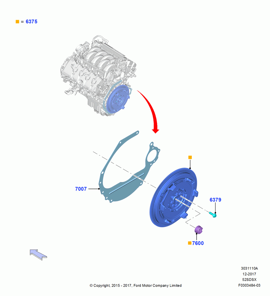 10A - Flywheel, MOD 5.2L-TIVCT PFI NA HP1 GAS; 13/JUL/2015