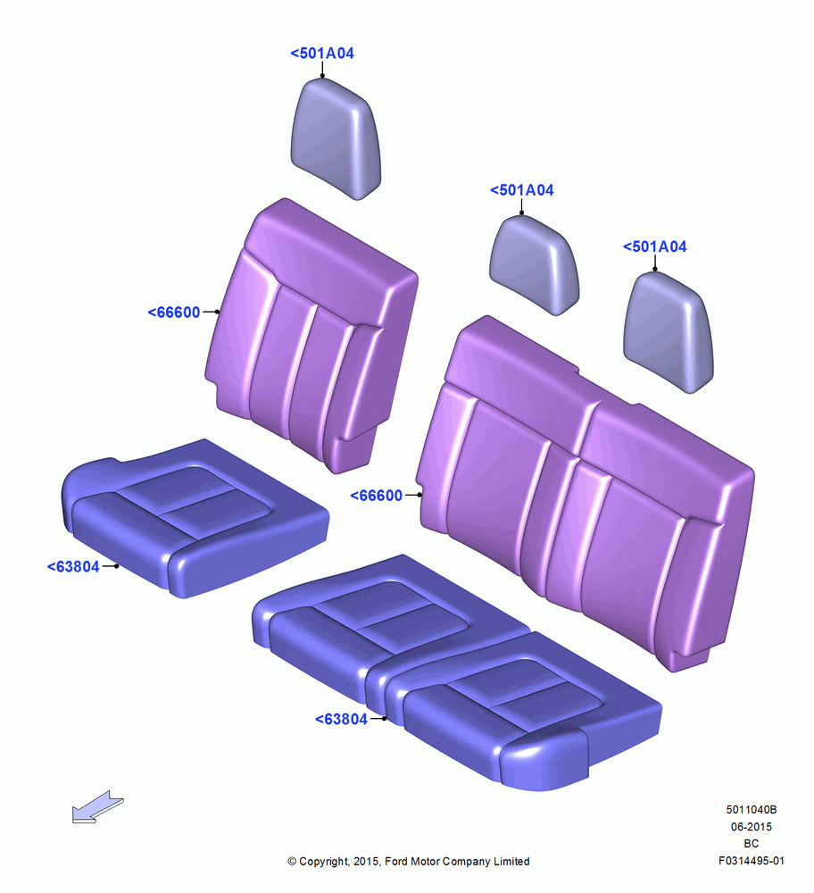 40B - Rear Seat Covers, Crew Cab, Second Row Bench Seat-Fold Back; 13/JUL/2015
