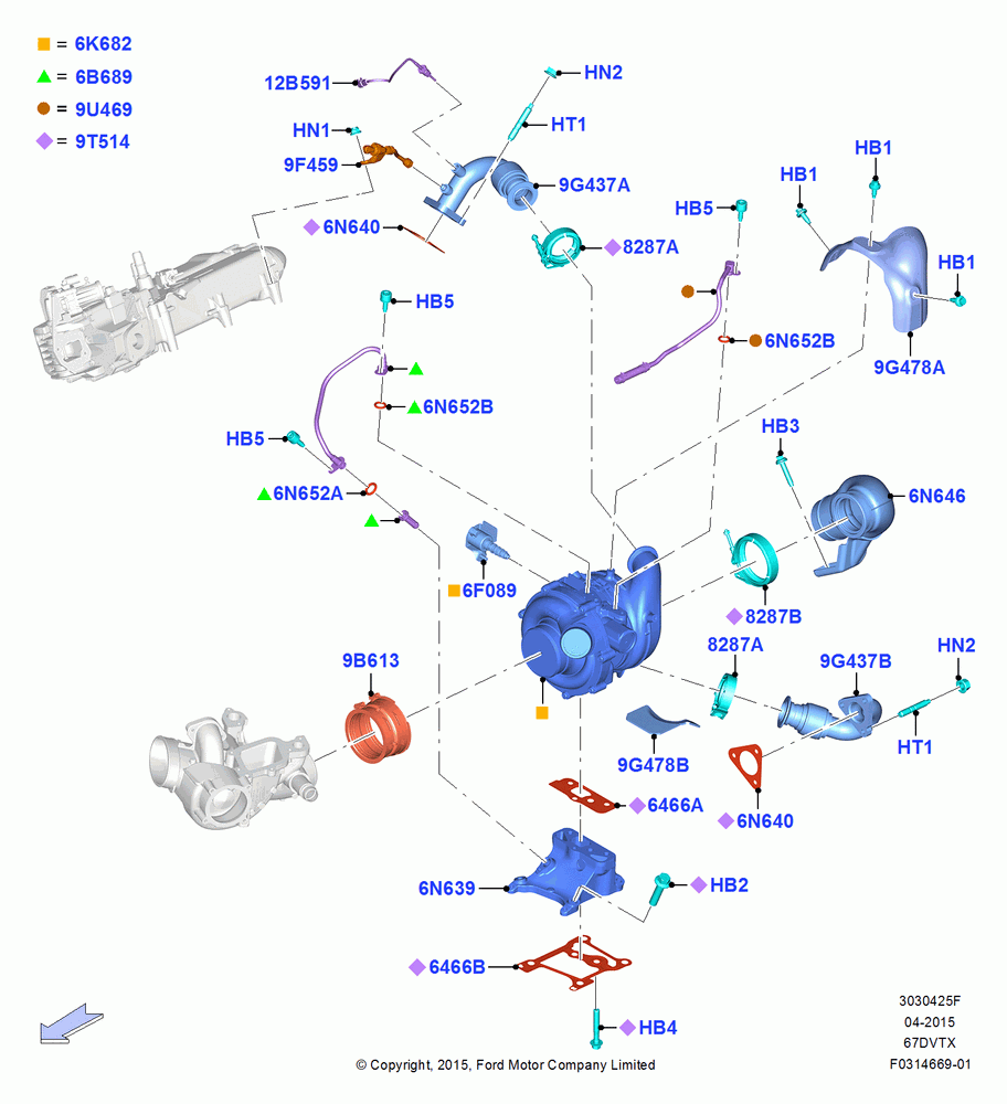 25F - Turbocharger, 6.7L 4V OHV T/C Scorpion Diesel-C, 6.7L 4V OHV T/C Scorpion Diesel-B, 6.7L 4V OHV T/C Scorpion Diesel-A; 13/JUL/2015-15/FEB/2016