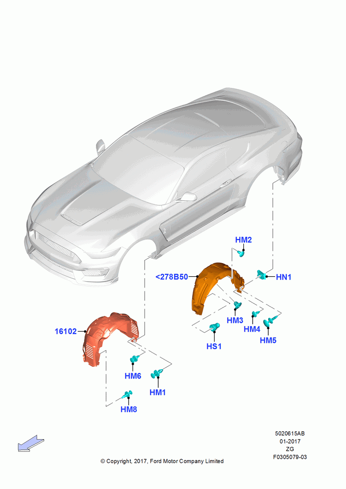 15AB - Splash and Heat Shields, MOD 5.2L-TIVCT PFI NA HP1 GAS, 5.2L Predator OHC SC PFI Gas, Splash Shield; 13/JUL/2015