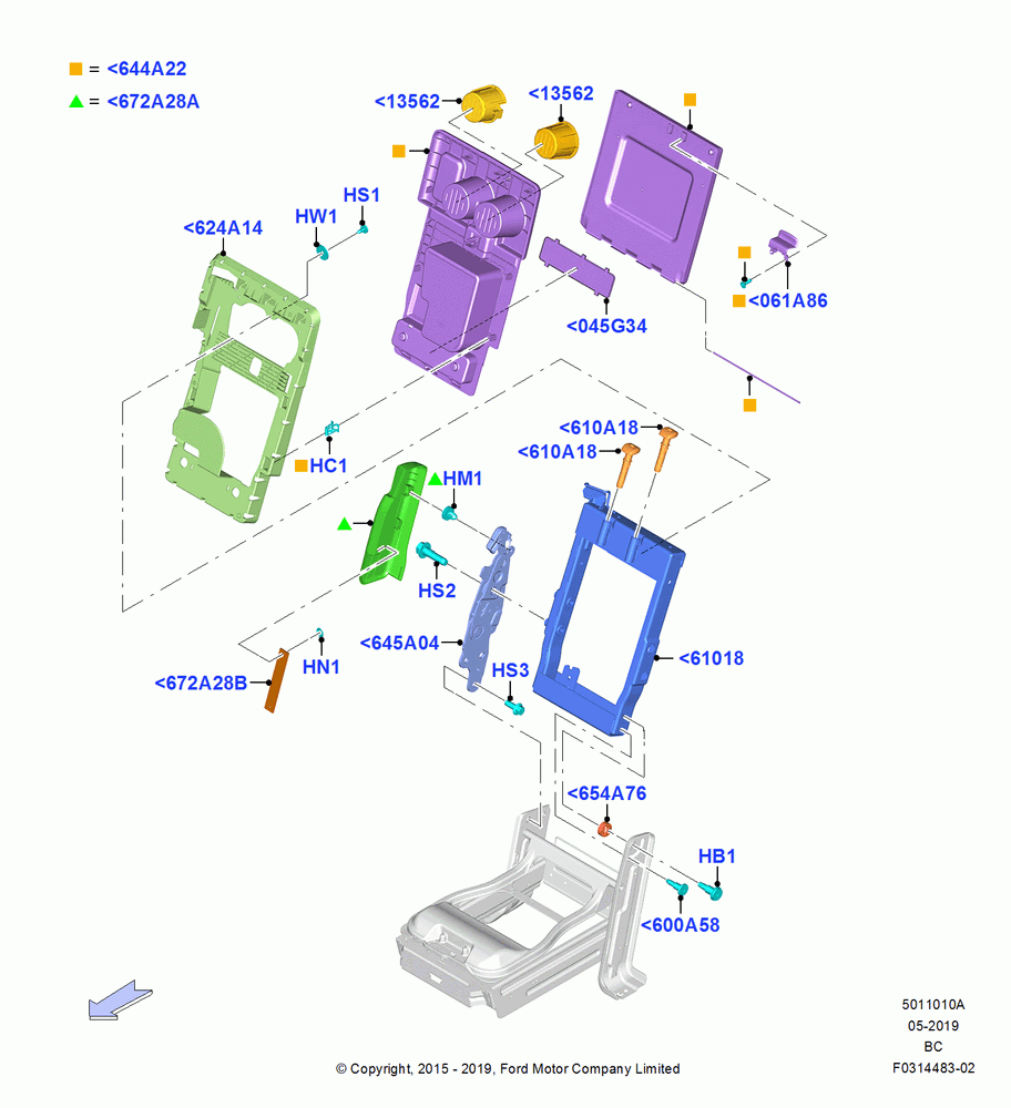 10A - Front Seat Back, With 40/20/40 Split Bench Frnt Seat, 20% Seat; 13/JUL/2015