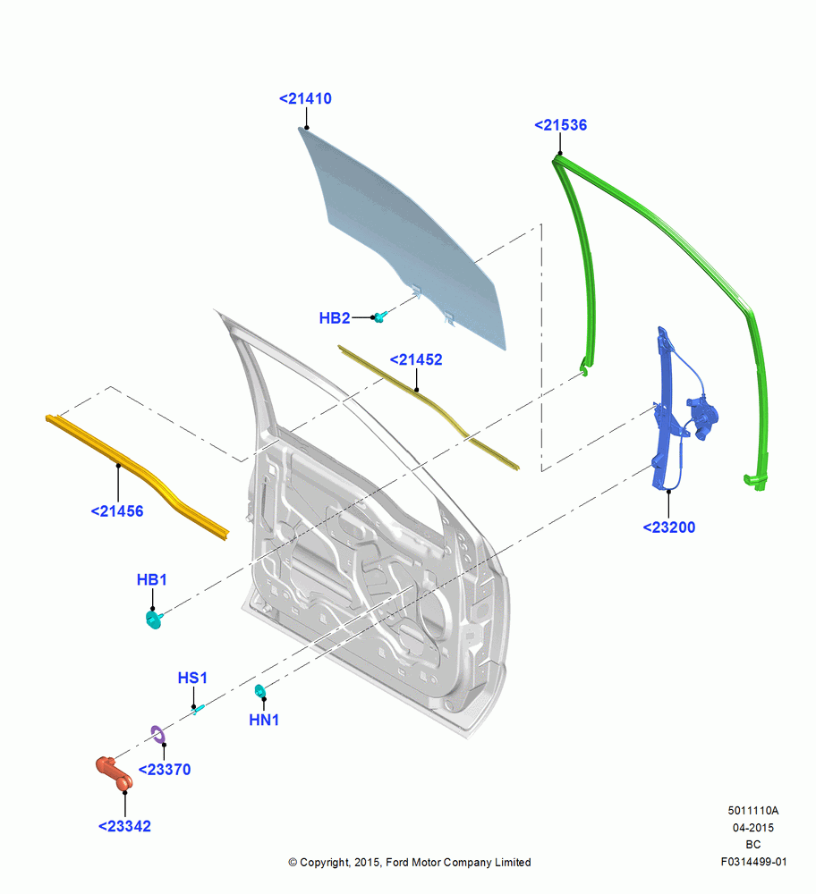 10A - Front Door Glass & Window Controls, With Manual Front Windows; 13/JUL/2015