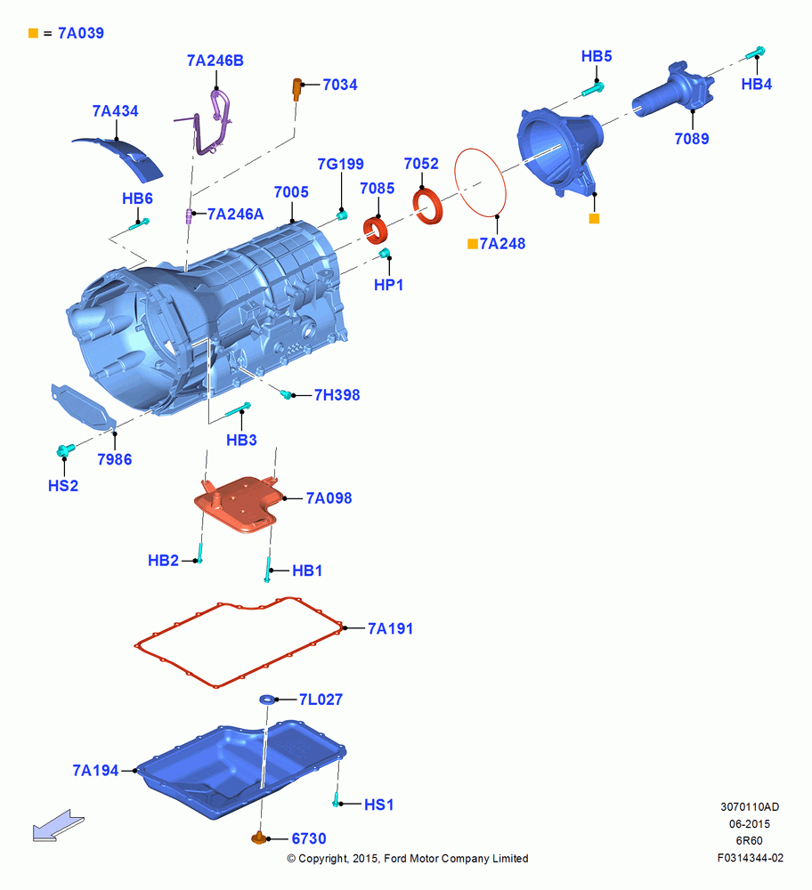 10AD - Transmission External Components, Less Transmission Power Take Off, 6 Speed Auto Transmission (6R140), 6 Speed Auto Trans (6R140); 13/JUL/2015