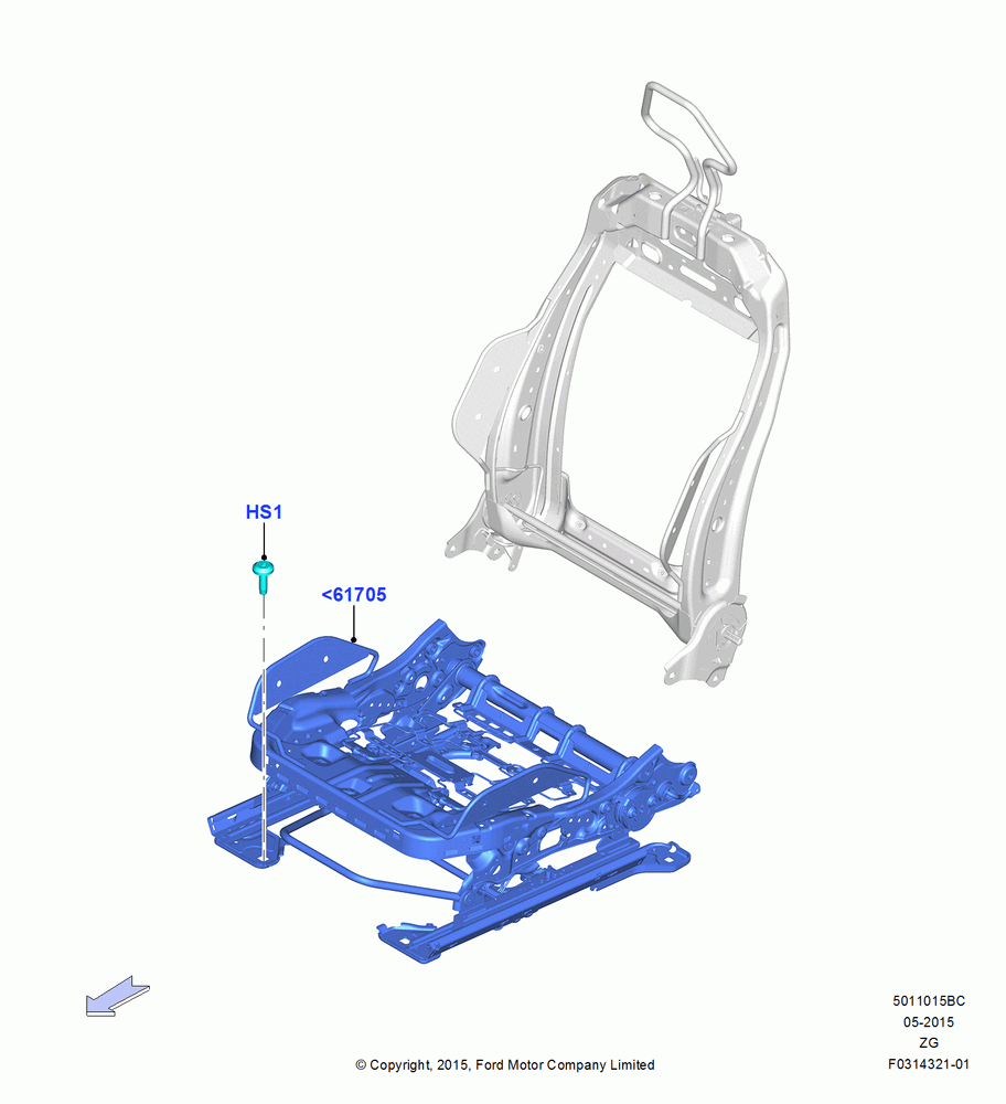 15BC - Front Seat Base, Shelby Version, With Driver 4 Way Mnl.Seat Adjuster, With Recaro Front Seat, North American Markets; 13/JUL/2015