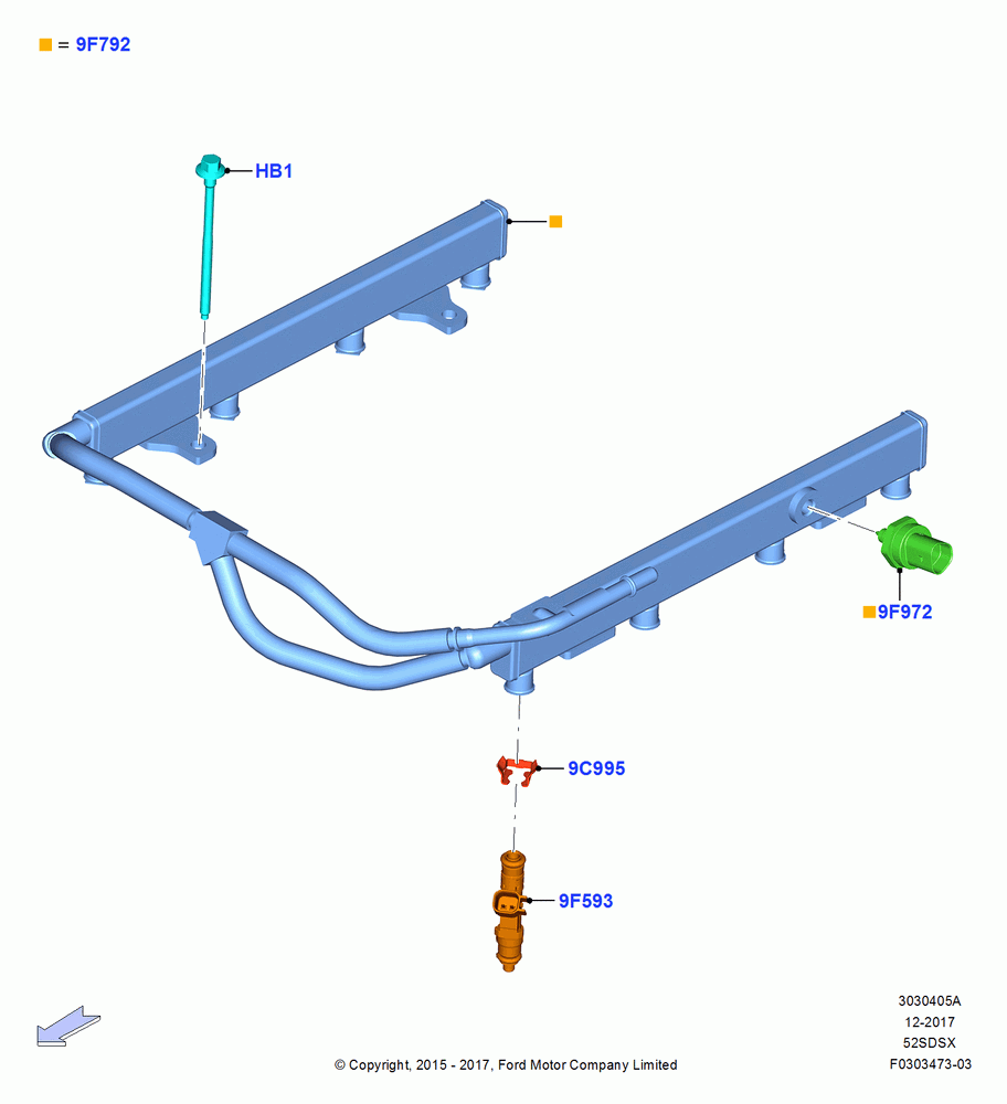05A - Fuel Injectors and Pipes, MOD 5.2L-TIVCT PFI NA HP1 GAS; 13/JUL/2015