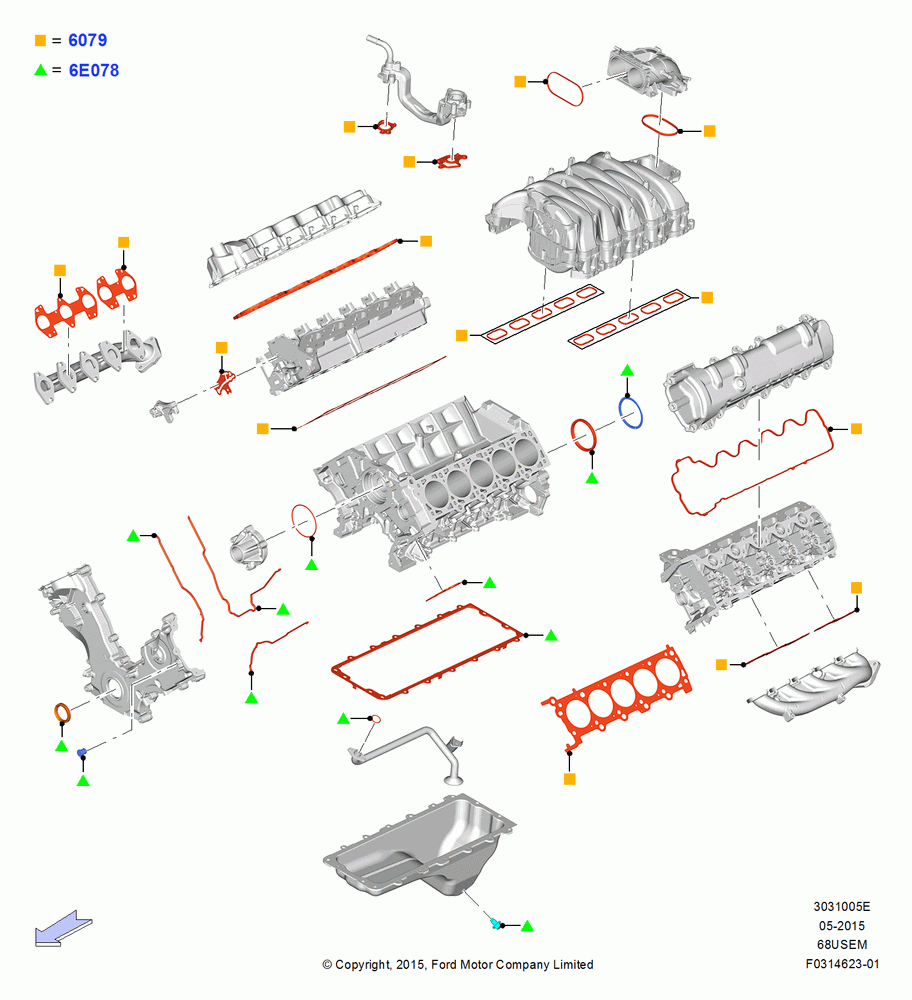 05E - Engine Gasket Kits, 6.8L Gas EFI V10; 13/JUL/2015