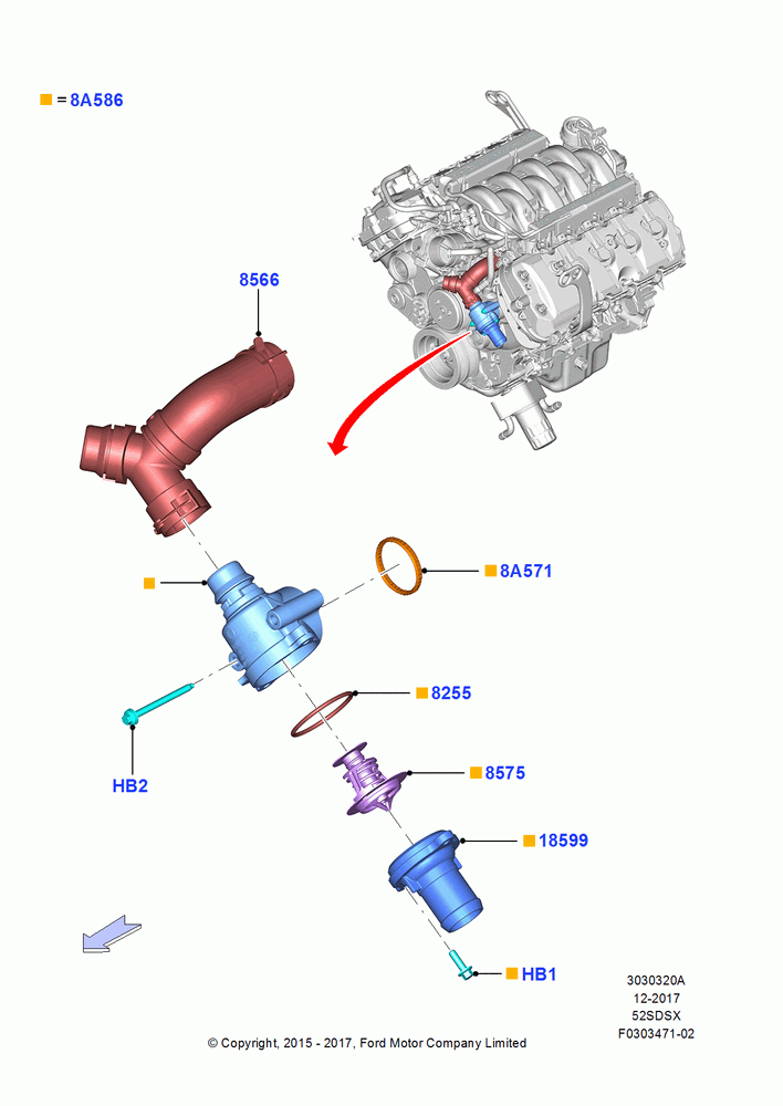 20A - Thermostat/Housing & Related Parts, MOD 5.2L-TIVCT PFI NA HP1 GAS; 13/JUL/2015