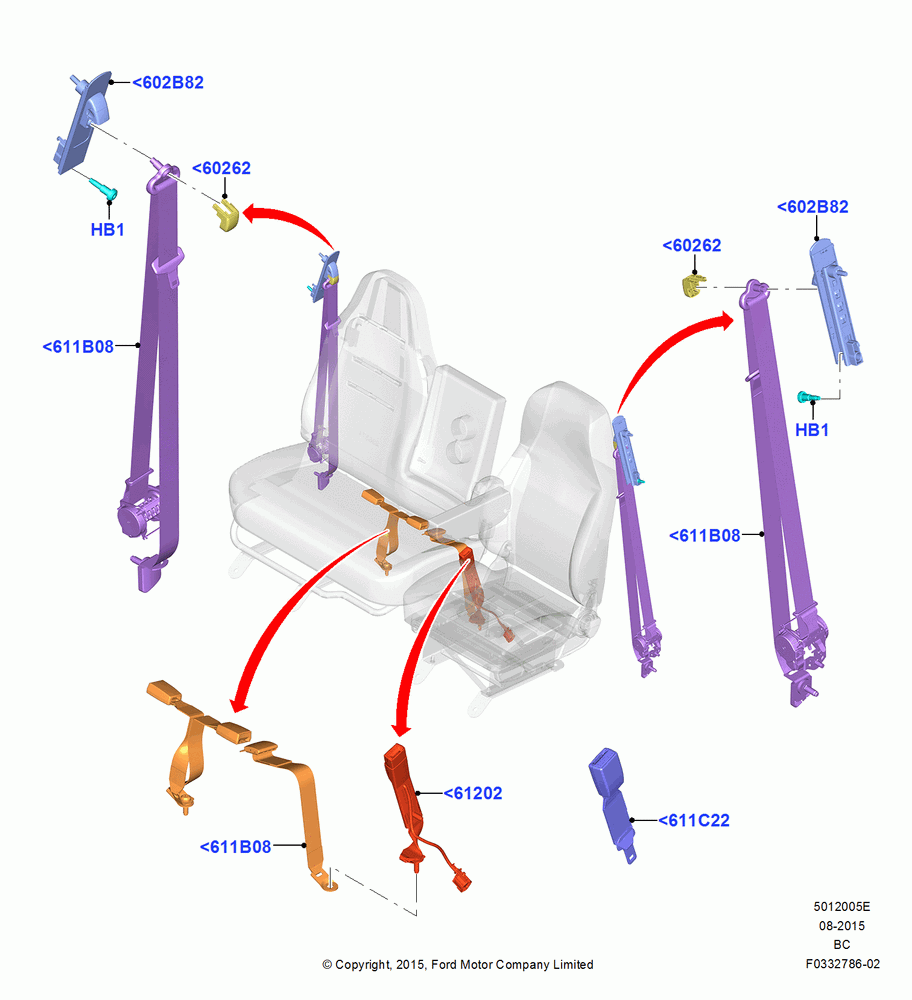 05E - Front Seat Belts, Super Cab, With Sngle.L/B Dvr/Dual L/B Pass.St; 13/JUL/2015