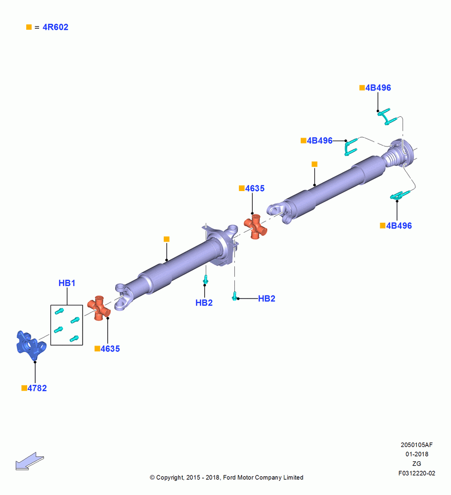 Drive Shaft - Rear Axle Drive, 6 Spd Man Trans-3160, MOD 5.2L-TIVCT PFI NA HP1 GAS, North American Markets