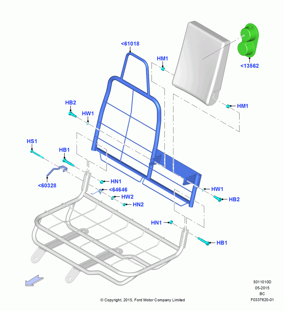 10D - Front Seat Back, With H/B Sngle.Drv & Dual Pass Seat, With Single Drv.H/B & Pass L/B Seat, With Sngle.L/B Dvr/Dual L/B Pass.St, Passenger; 13/JUL/2015