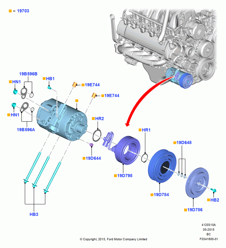 10A - Air Conditioning Condensr/Compressr, 6.8L Gas EFI V10, Manual Air Conditioning, Compressor Installation; 13/JUL/2015
