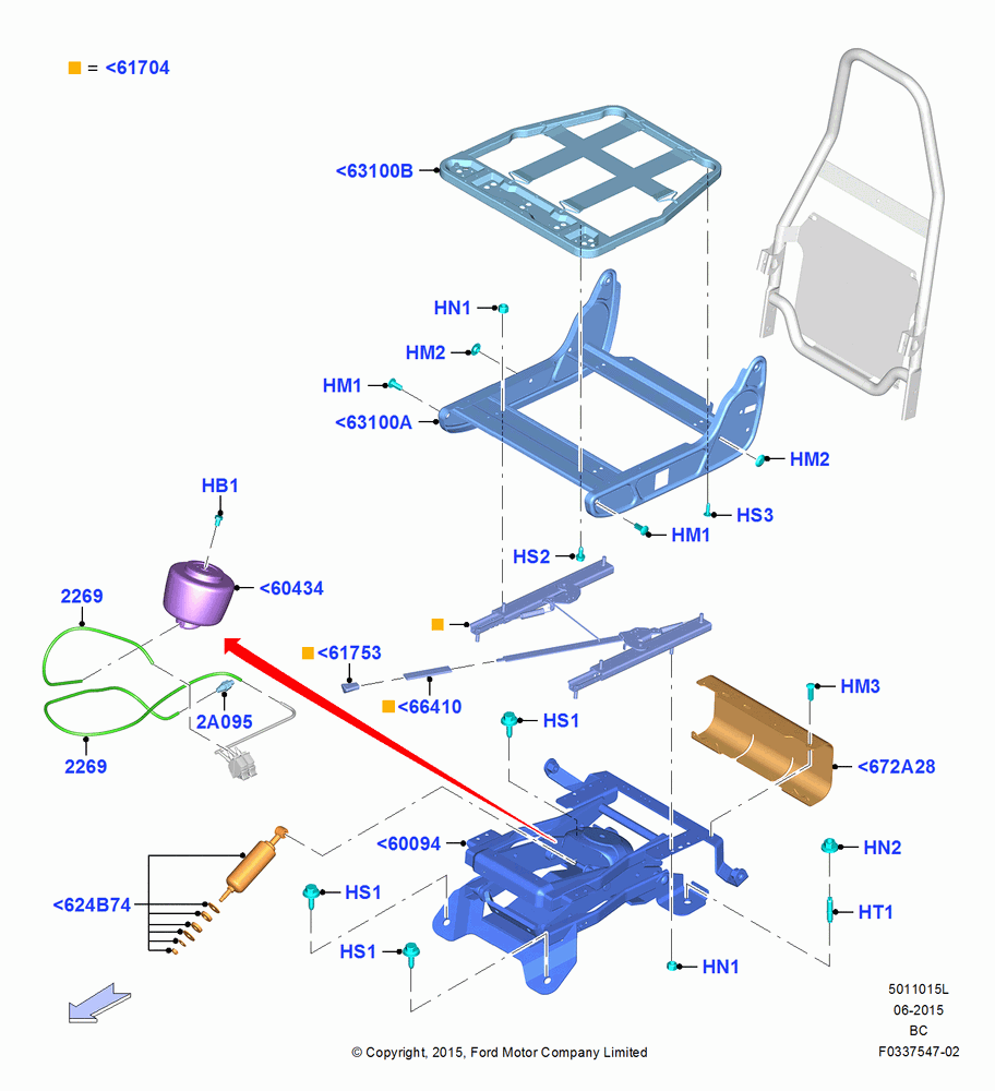 15L - Front Seat Base, Crew Cab, With Captain Chair Front Seats; 13/JUL/2015