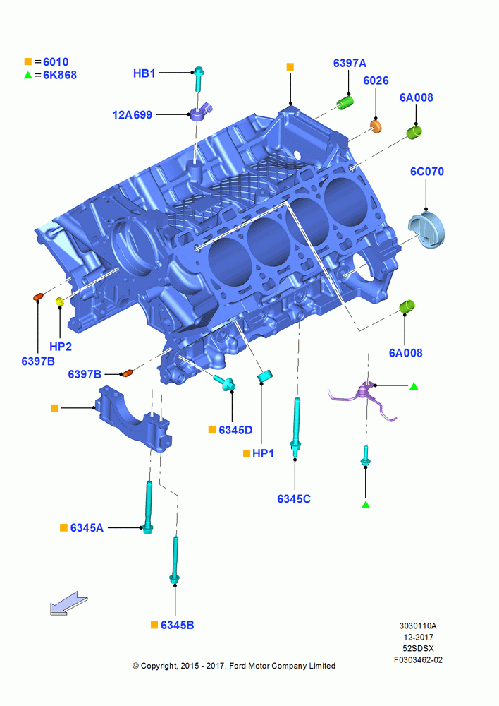 10A - Cylinder Block and Plugs, MOD 5.2L-TIVCT PFI NA HP1 GAS; 13/JUL/2015
