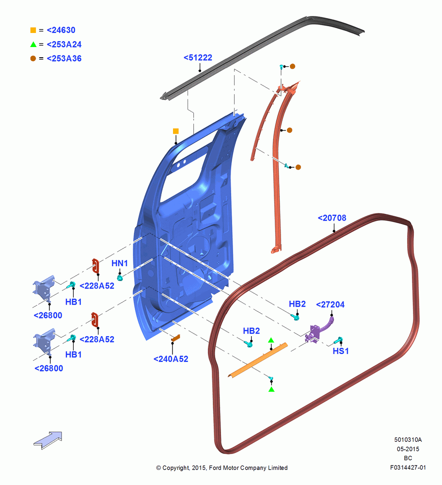 10A - Rear Doors, Hinges & Weatherstrips, Super Cab; 13/JUL/2015