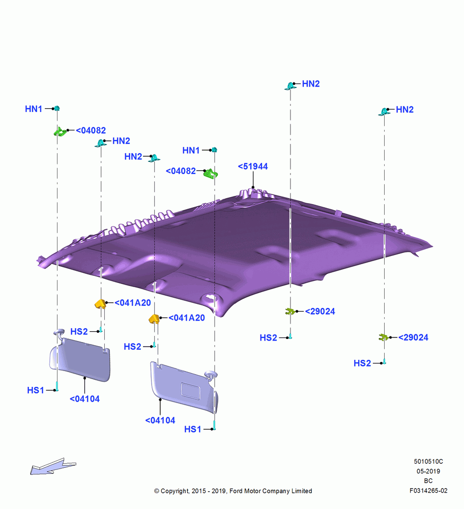 10C - Headlining and Sun Visors, Crew Cab; 13/JUL/2015