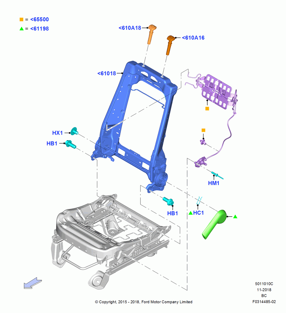 10C - Front Seat Back, With 40/20/40 Split Bench Frnt Seat, Driver; 13/JUL/2015