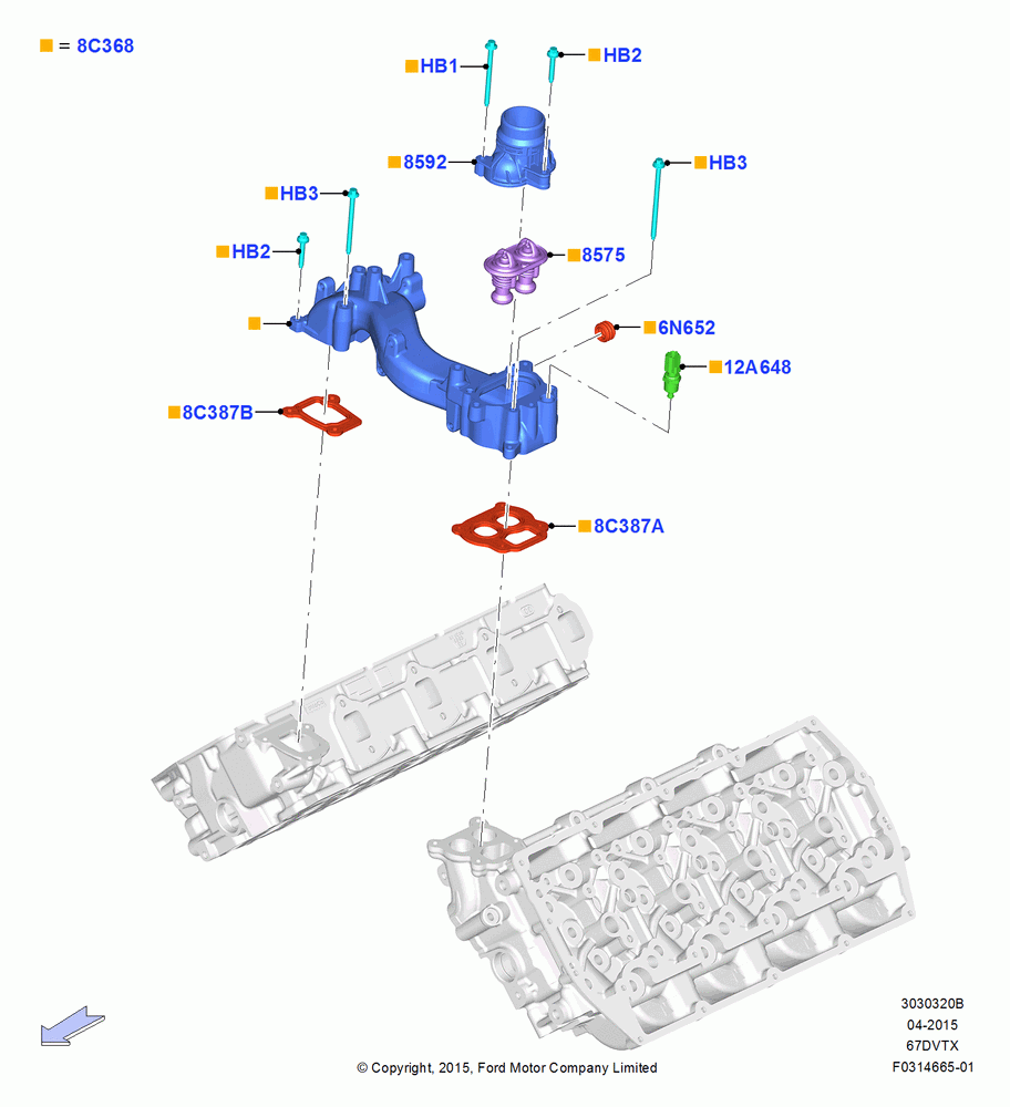 Thermostat/Housing & Related Parts, 6.7L 4V OHV T/C Scorpion Diesel-C, 6.7L 4V OHV T/C Scorpion Diesel-B, 6.7L 4V OHV T/C Scorpion Diesel-A
