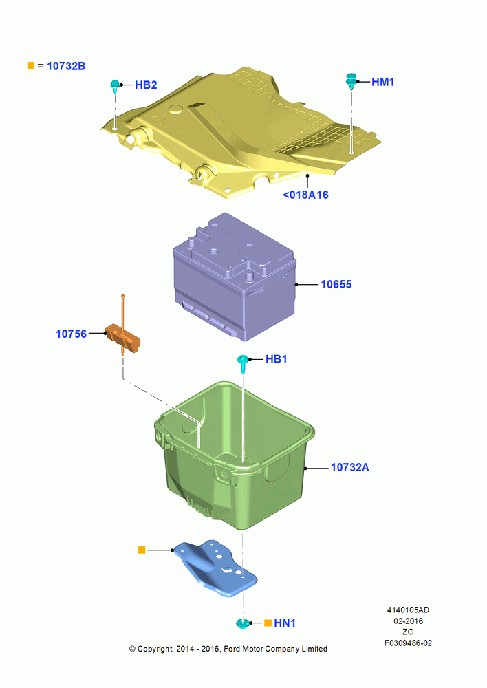 05AD - Battery and Mountings, MOD 5.2L-TIVCT PFI NA HP1 GAS, North American Markets; 13/JUL/2015