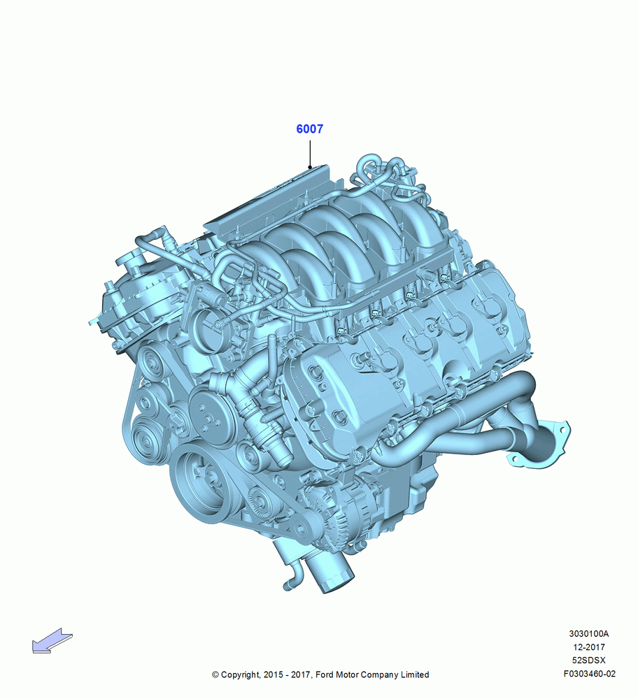 00A - Engine Assy Fully Dressed, MOD 5.2L-TIVCT PFI NA HP1 GAS; 13/JUL/2015