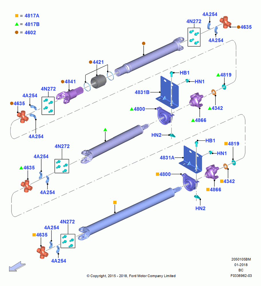 05BM - Drive Shaft - Rear Axle Drive, Crew Cab, 182 Wheelbase, 194 Wheelbase, 212 Wheelbase, 218 Wheelbase, Driveshaft Upgrade; 13/JUL/2015