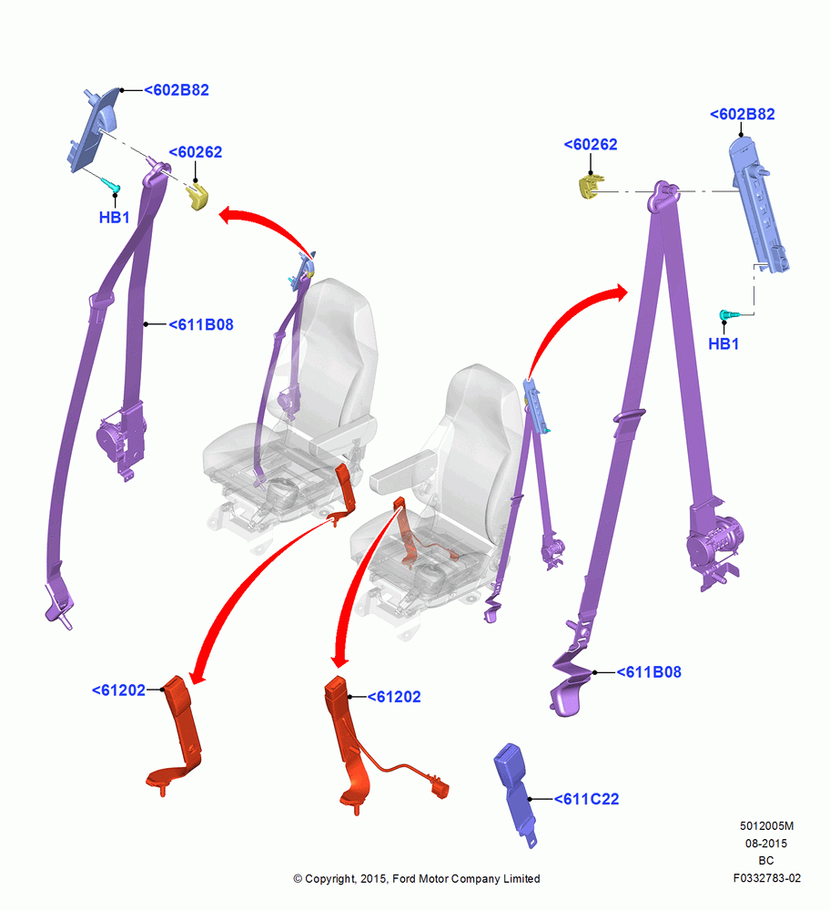 05M - Front Seat Belts, Regular Cab, With Captain Chair - Driver Only, With Driver Single High Back Seat, With Premium Front Seats, With Sngle.H/B Drv/Dual L/B Pass.St; 13/JUL/2015