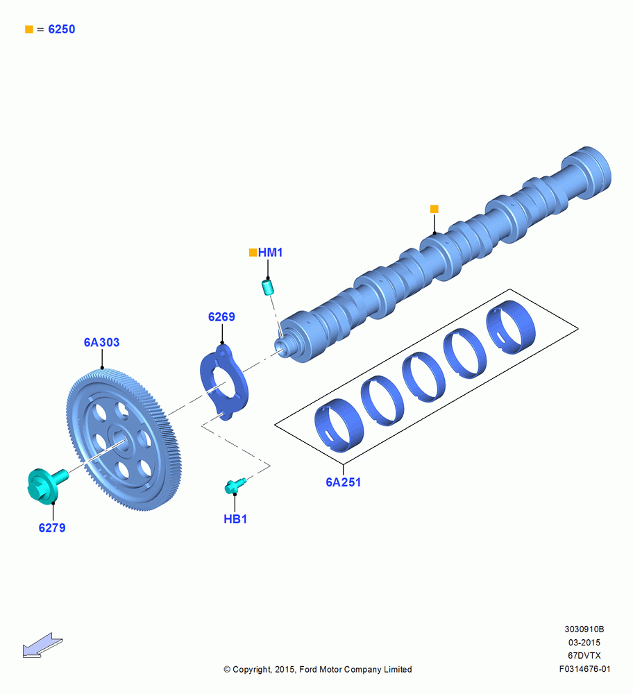 Camshaft, 6.7L 4V OHV T/C Scorpion Diesel-C, 6.7L 4V OHV T/C Scorpion Diesel-B, 6.7L 4V OHV T/C Scorpion Diesel-A