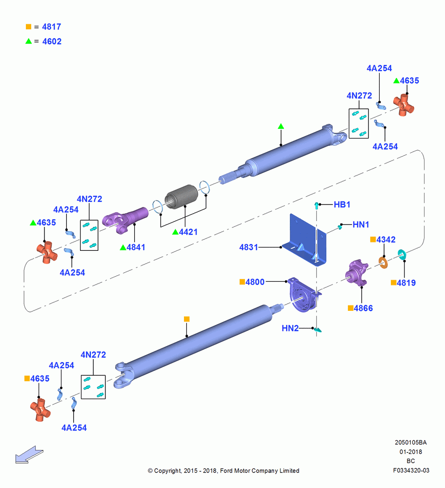 05BA - Drive Shaft - Rear Axle Drive, 158"/4013MM Wheelbase, Regular Cab, 146 Wheelbase, Driveshaft Upgrade; 13/JUL/2015