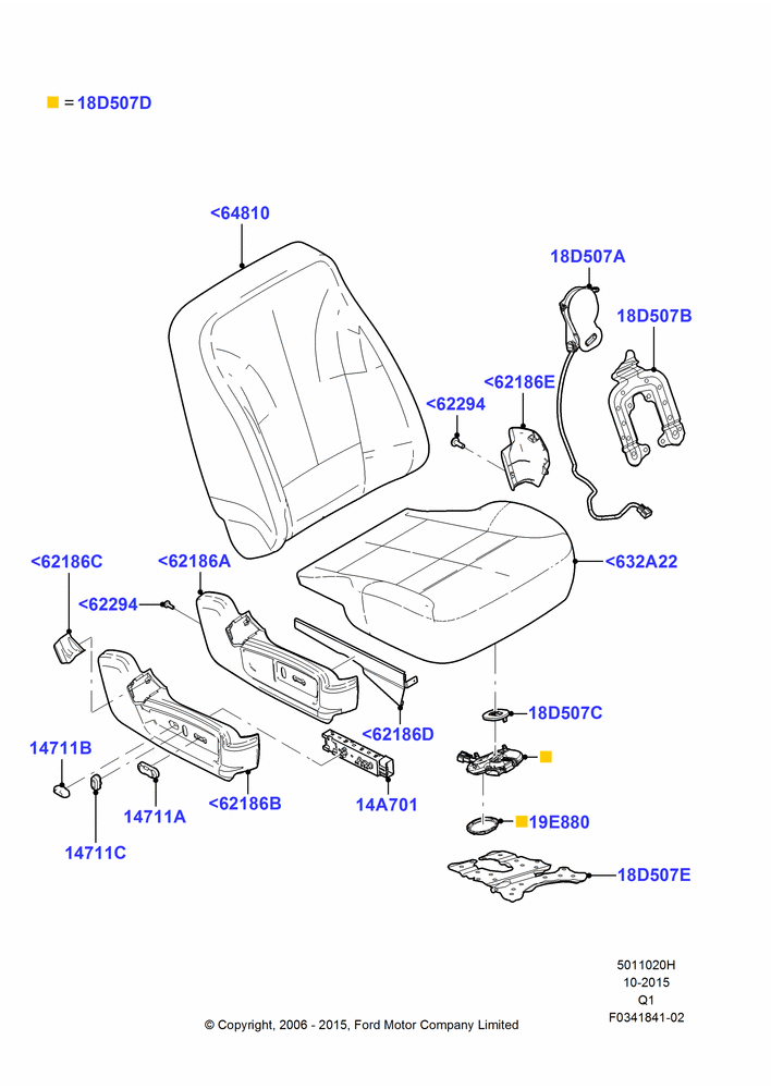 20H - Front Seat Pads/Valances & Heating, With Pass Heated And Cooled Seat, With Pass 8 Way Power Seat Adjuster, With Pass 10 Way Power Seat Adjust; 06/NOV/2006-24/DEC/2014
