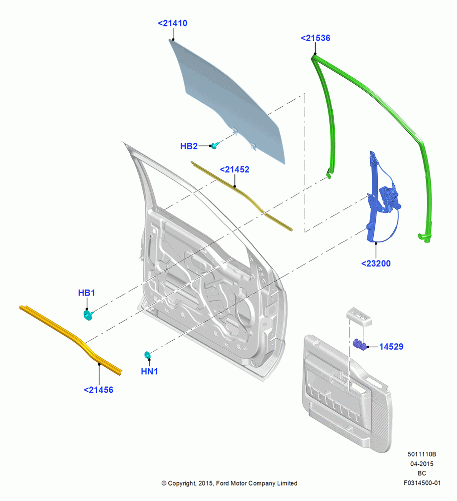 10B - Front Door Glass & Window Controls, With Power Front Windows; 13/JUL/2015
