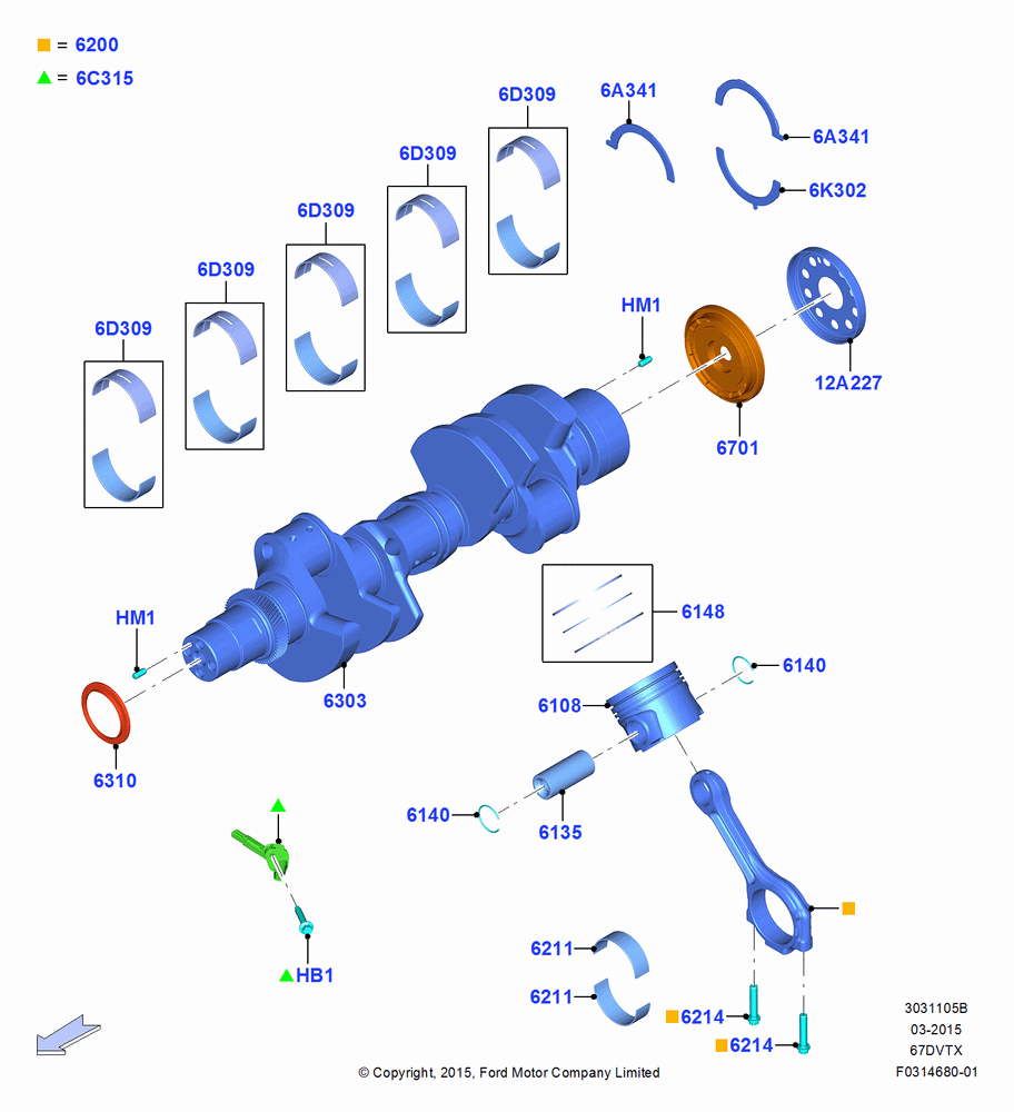 05B - Crankshaft/Pistons and Bearings, 6.7L 4V OHV T/C Scorpion Diesel-C, 6.7L 4V OHV T/C Scorpion Diesel-B, 6.7L 4V OHV T/C Scorpion Diesel-A; 13/JUL/2015-02/JAN/2020