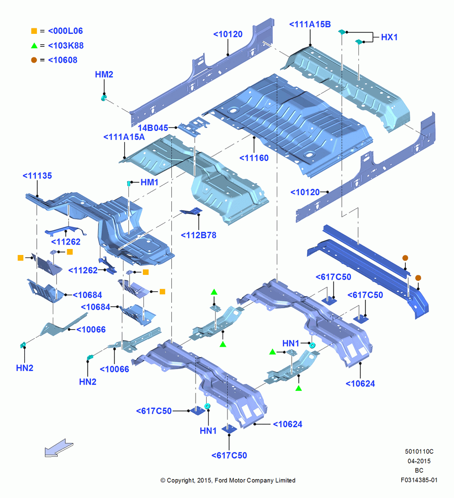 10C - Floor Pan - Front, Crew Cab; 13/JUL/2015