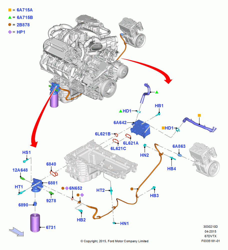 10D - Oil Cooler and Filter, 6.7L 4V OHV T/C Scorpion Diesel-C, 6.7L 4V OHV T/C Scorpion Diesel-B, 6.7L 4V OHV T/C Scorpion Diesel-A, Air Ride-Air Compressor-13.2CF, Brake Compressor-Bendix 13.2 CF; 13/JUL/2015-02/JAN/2020