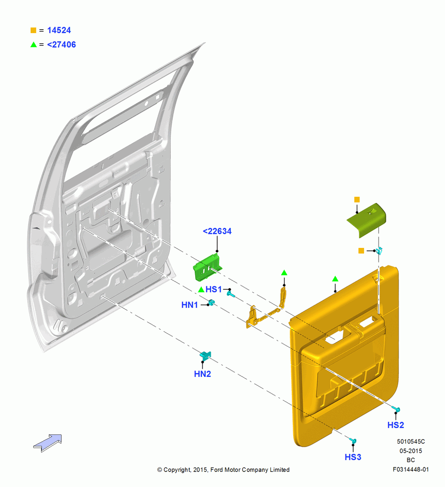 45C - Rear Door Trim Panels, Crew Cab, With Electric Rear Windows; 13/JUL/2015