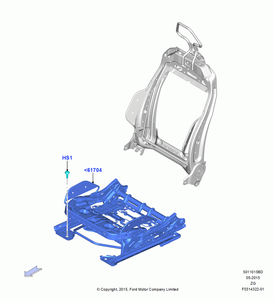 15BD - Front Seat Base, Shelby Version, With Pass. 2 Way Manual Seat Adjust, With Recaro Front Seat, North American Markets; 13/JUL/2015