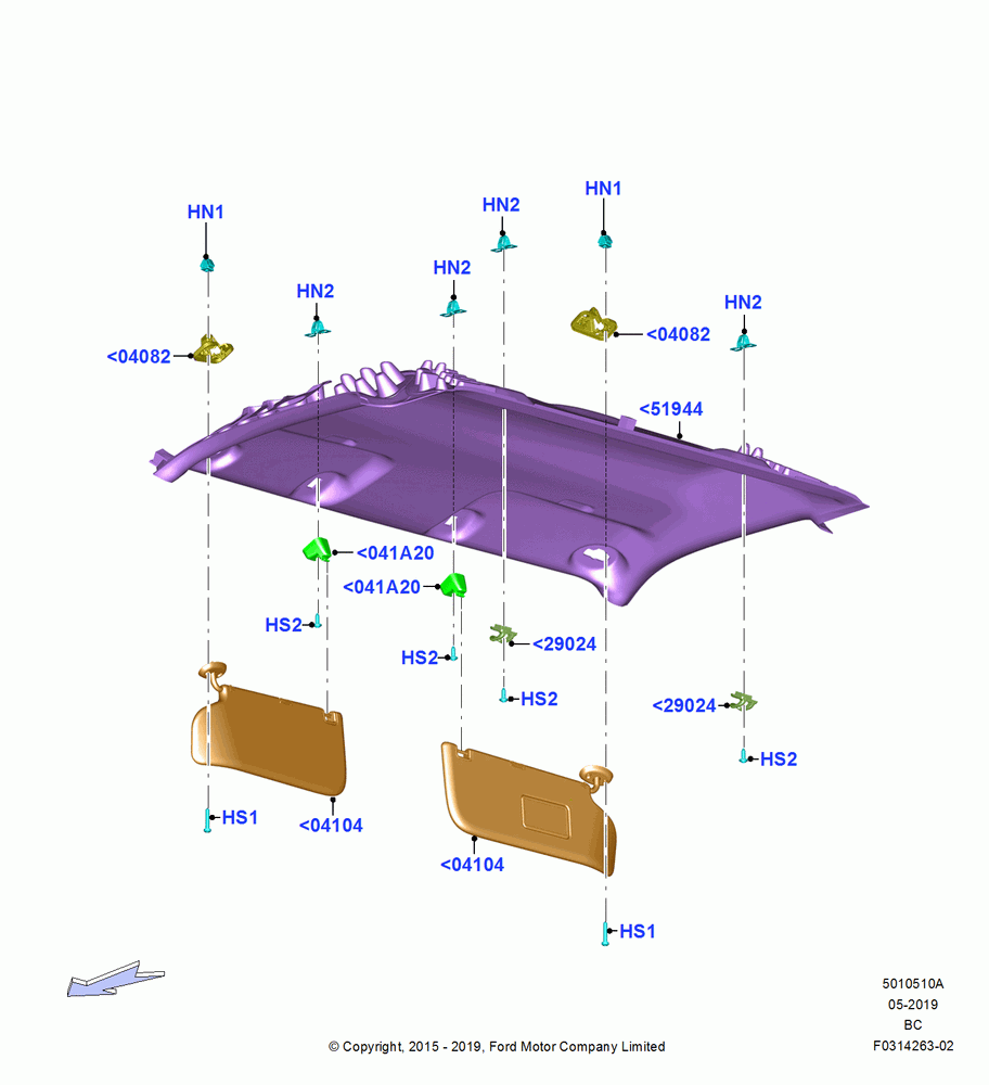 10A - Headlining and Sun Visors, Regular Cab; 13/JUL/2015