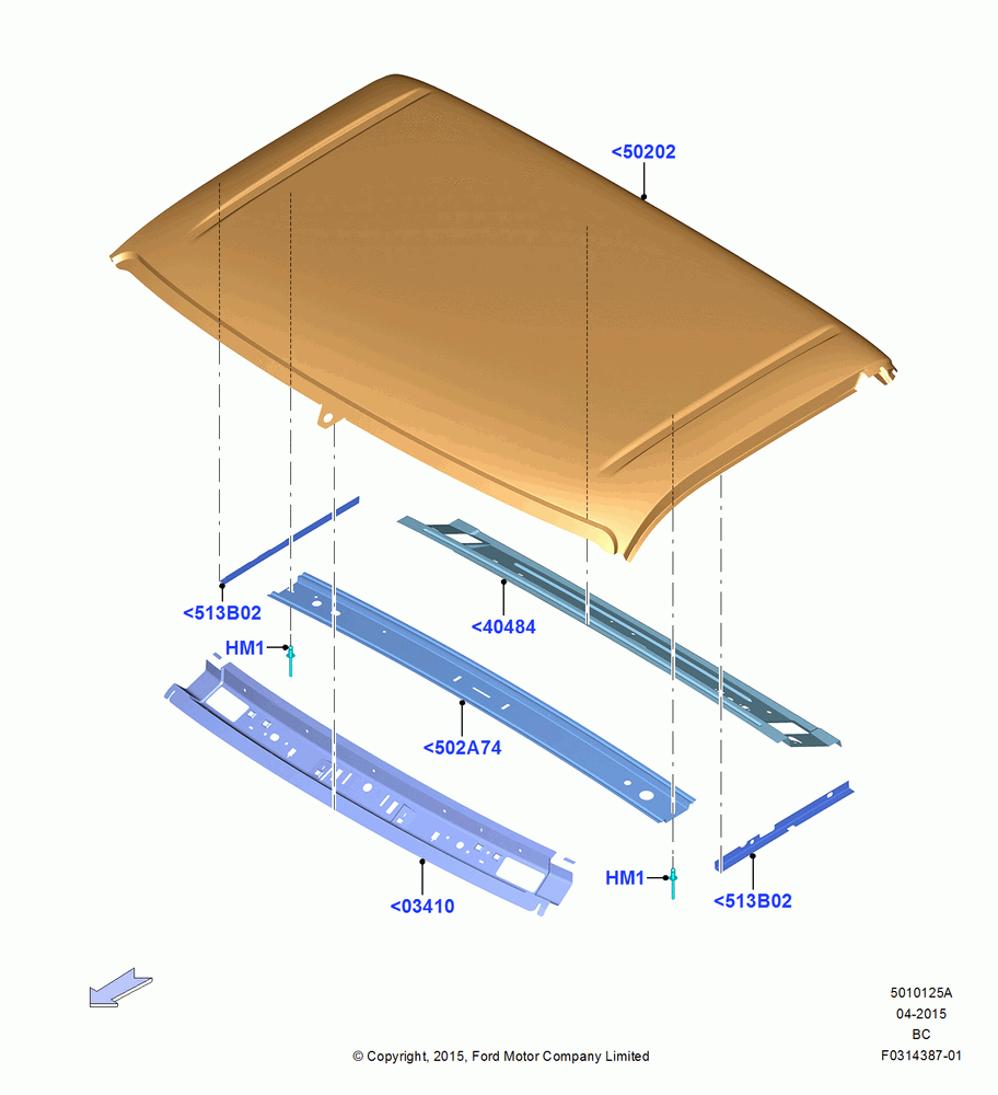 25A - Roof - Sheet Metal, Regular Cab; 13/JUL/2015
