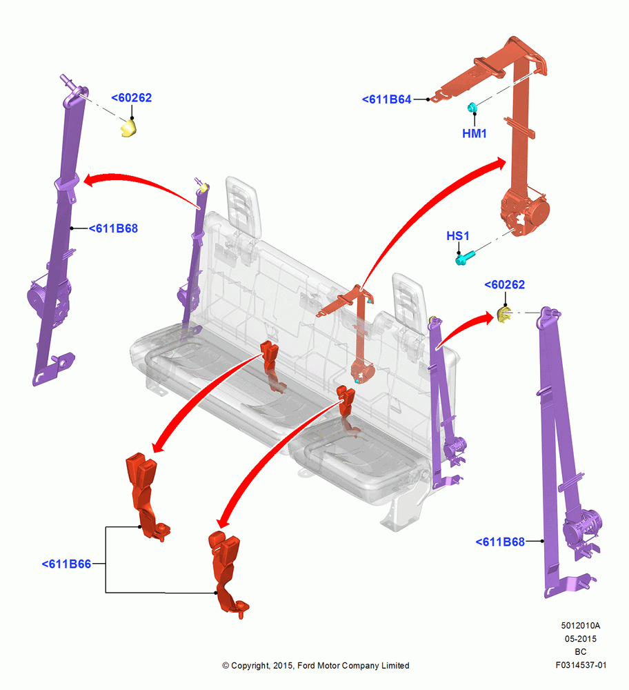 10A - Rear Seat Belts, Super Cab; 13/JUL/2015