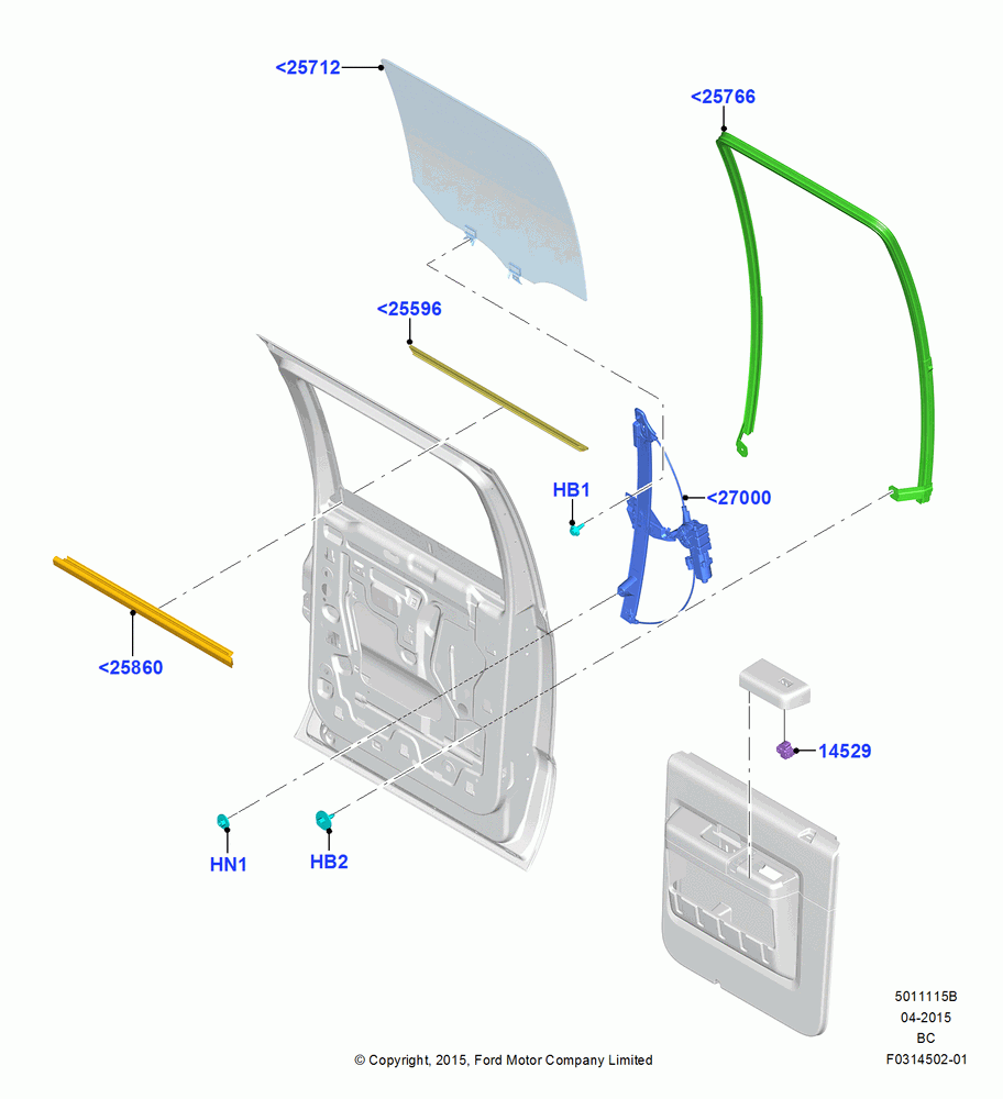 15B - Rear Door Glass and Window Controls, Crew Cab, With Electric Rear Windows; 13/JUL/2015