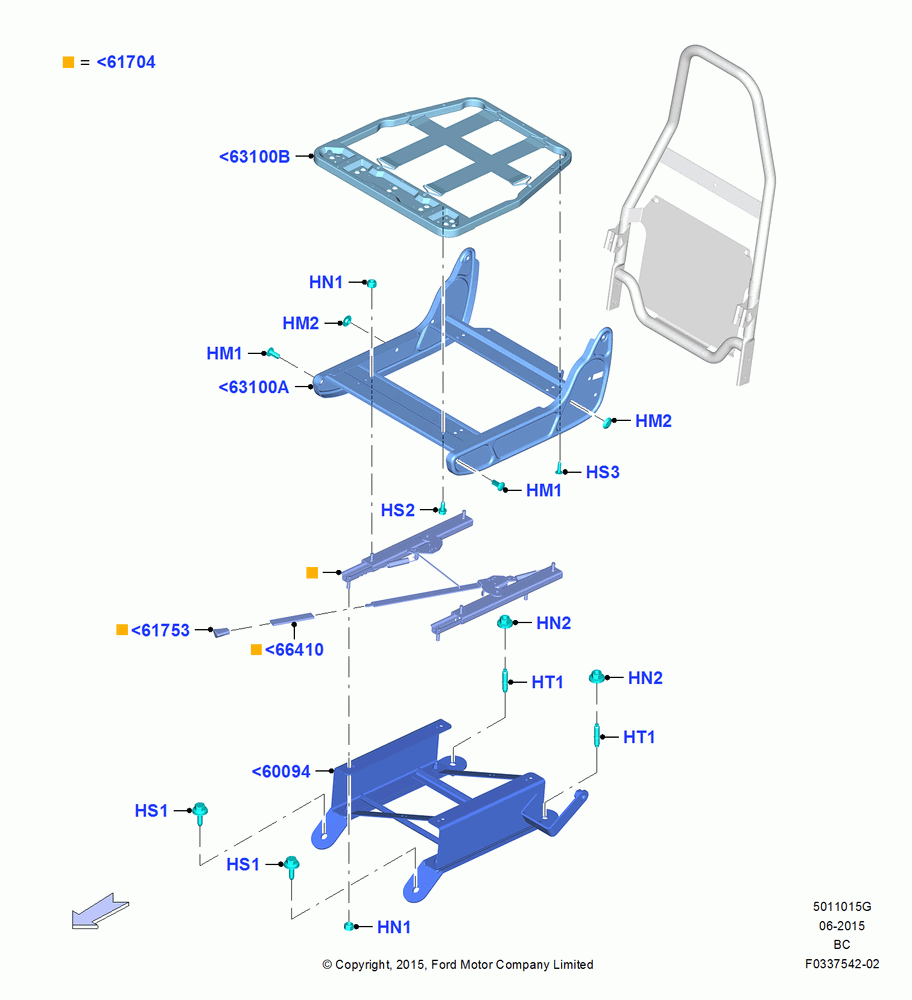 15G - Front Seat Base, With Premium Front Seats, With Sngle.H/B Drv/Dual L/B Pass.St, Passenger; 13/JUL/2015