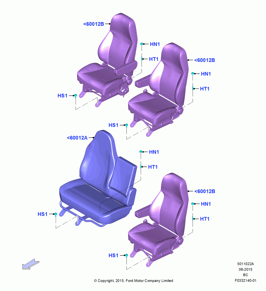 22A - Front Seats, With Low Back Front Seats, With Single Seat - Driver Only, With Sngle.L/B Dvr/Dual L/B Pass.St; 13/JUL/2015