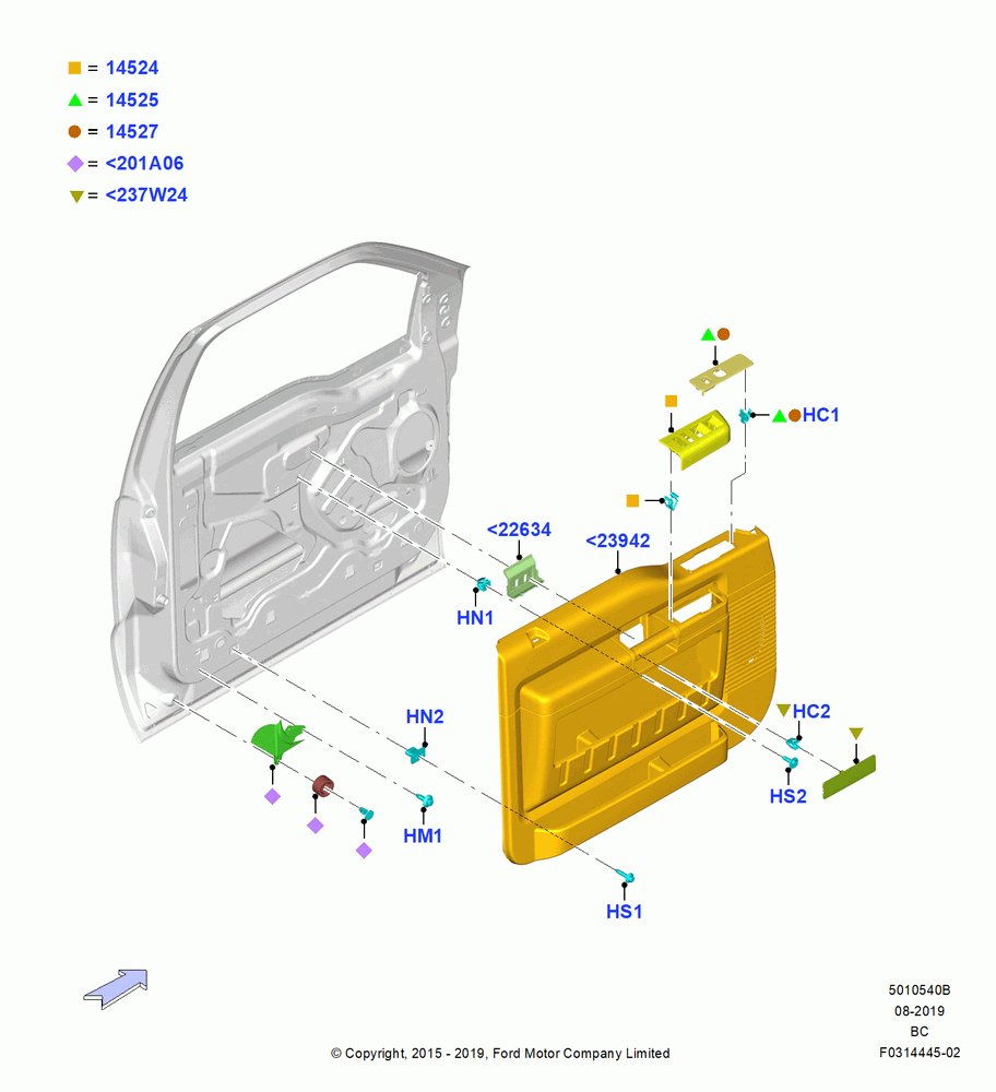 40B - Front Door Trim Panels, With Power Front Windows; 13/JUL/2015