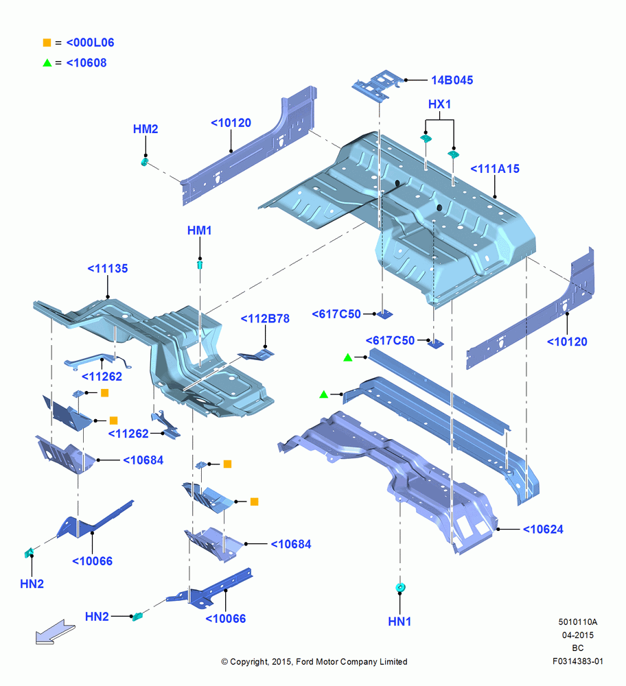 10A - Floor Pan - Front, Regular Cab; 13/JUL/2015