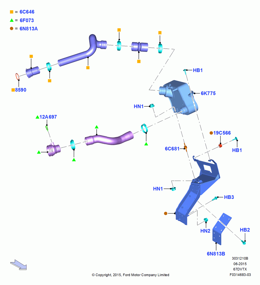 10B - Intercooler/Air Ducts and Hoses, 6.7L 4V OHV T/C Scorpion Diesel-C, 6.7L 4V OHV T/C Scorpion Diesel-B, 6.7L 4V OHV T/C Scorpion Diesel-A; 13/JUL/2015-02/JAN/2020