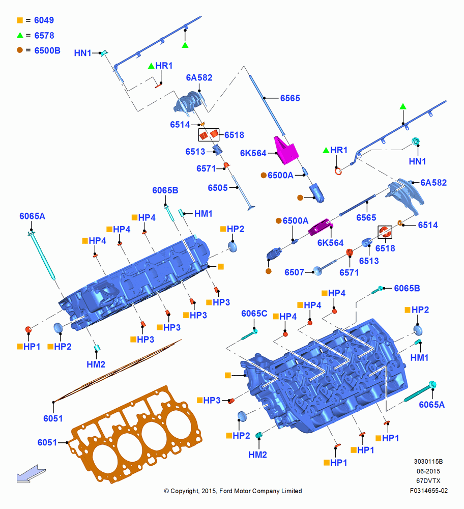 15B - Cylinder Head, 6.7L 4V OHV T/C Scorpion Diesel-C, 6.7L 4V OHV T/C Scorpion Diesel-B, 6.7L 4V OHV T/C Scorpion Diesel-A; 13/JUL/2015-02/JAN/2020