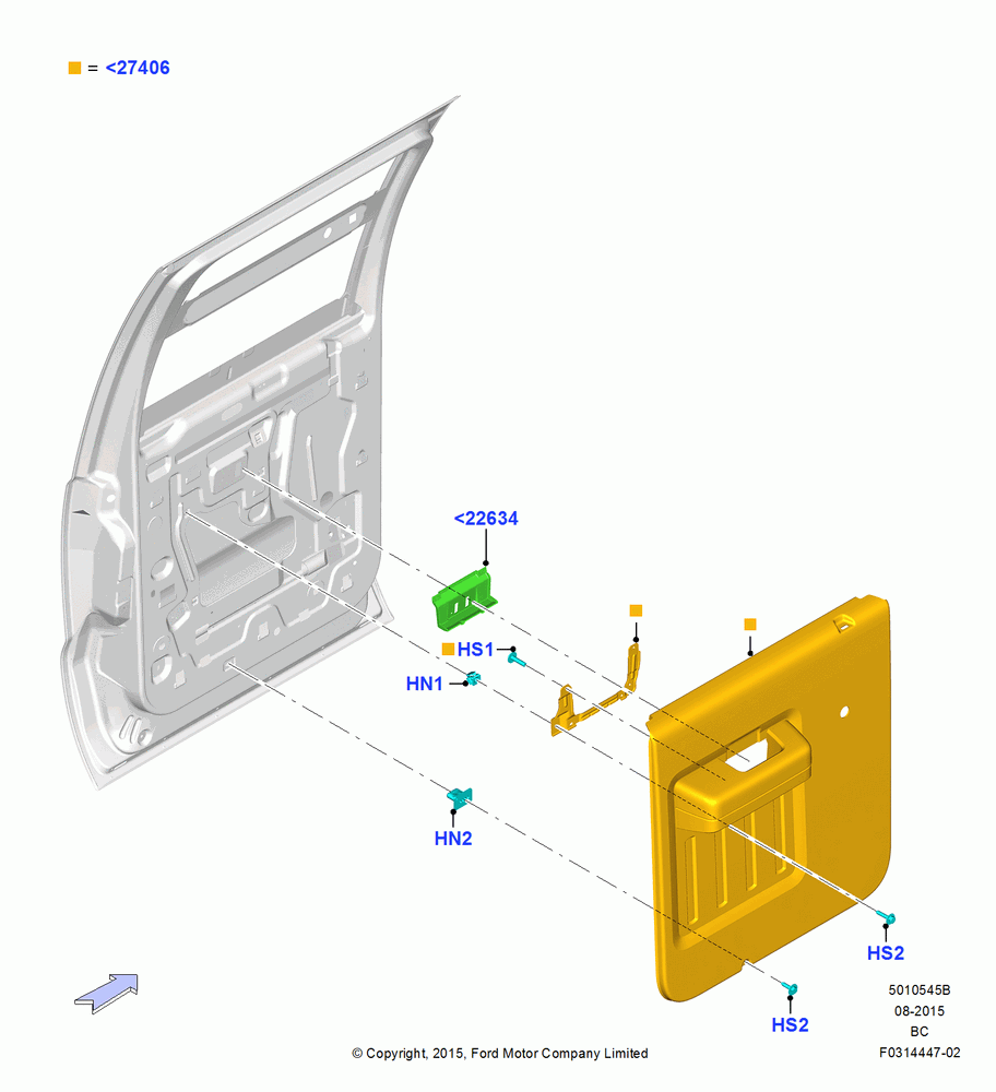45B - Rear Door Trim Panels, Crew Cab, With Manual Rear Windows; 13/JUL/2015