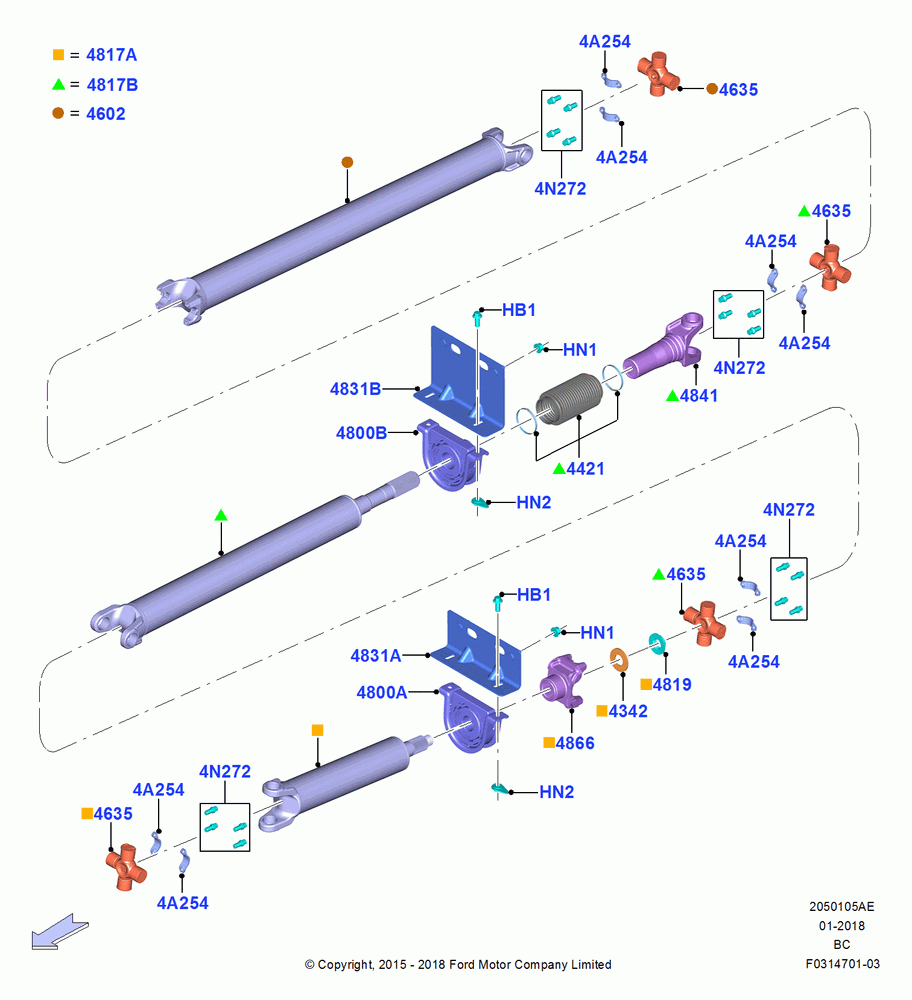 05AE - Drive Shaft - Rear Axle Drive, Regular Cab, 194 Wheelbase, Driveshaft Dana Base; 13/JUL/2015