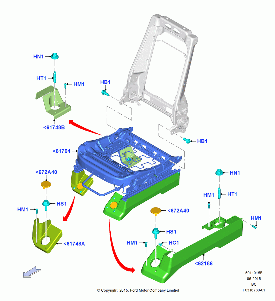15B - Front Seat Base, With 40/20/40 Split Bench Frnt Seat, Driver; 13/JUL/2015