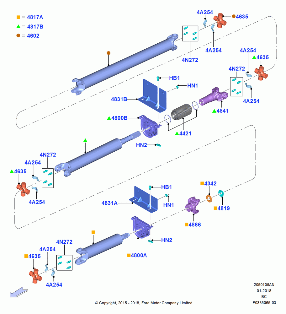05AN - Drive Shaft - Rear Axle Drive, Super Cab, 179" Wheelbase, Driveshaft Dana Base; 13/JUL/2015
