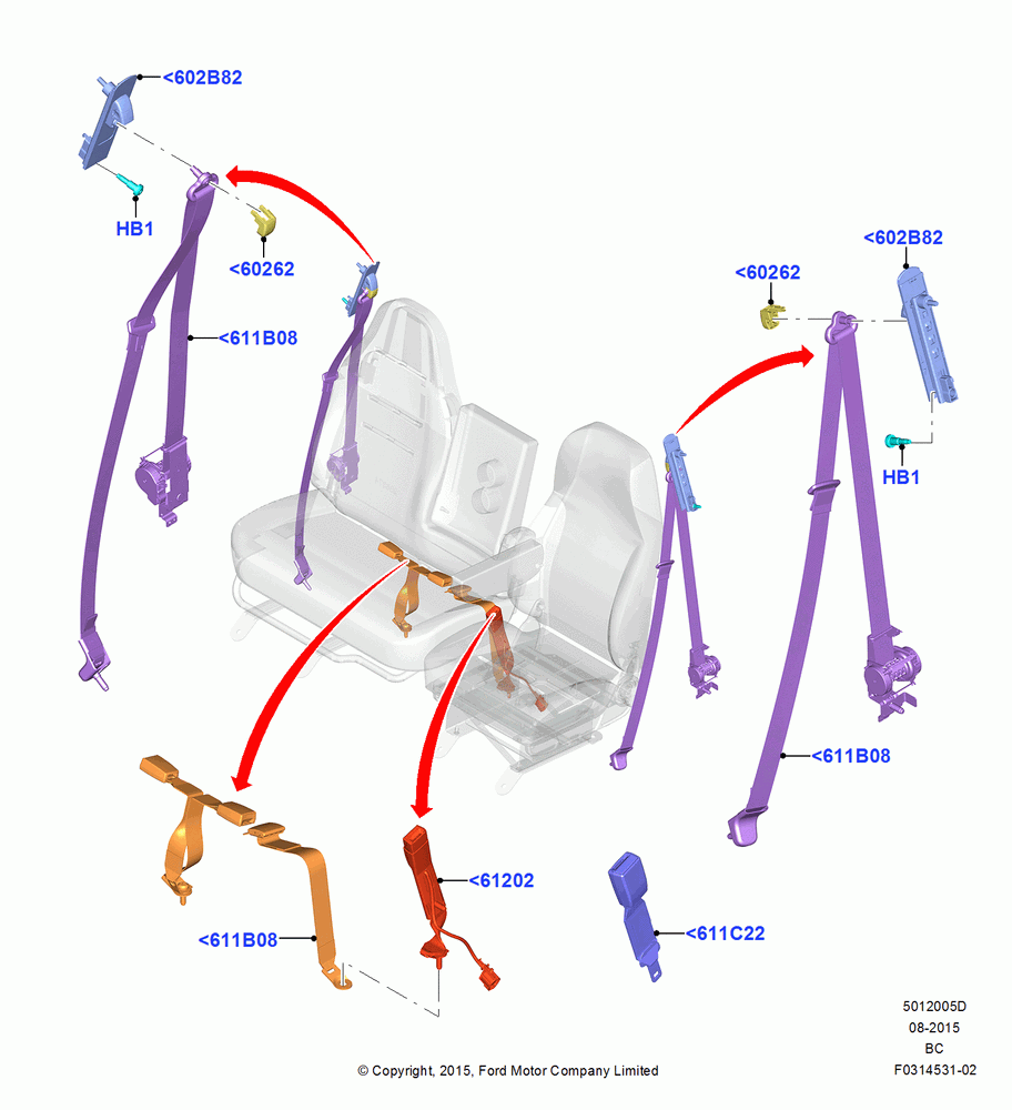 05D - Front Seat Belts, Regular Cab, With Sngle.L/B Dvr/Dual L/B Pass.St; 13/JUL/2015